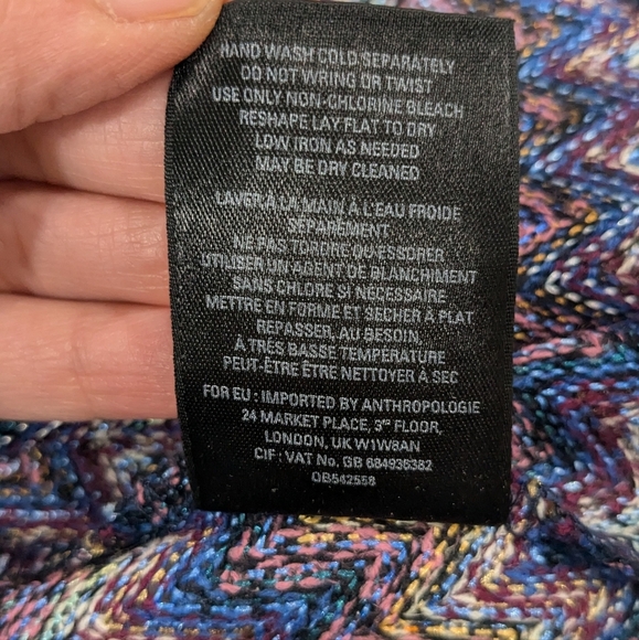 Maeve By Anthropologie Westwater Knit Tank Dress Blue Zigzag Pattern V-Neck XS - Picture 11 of 12